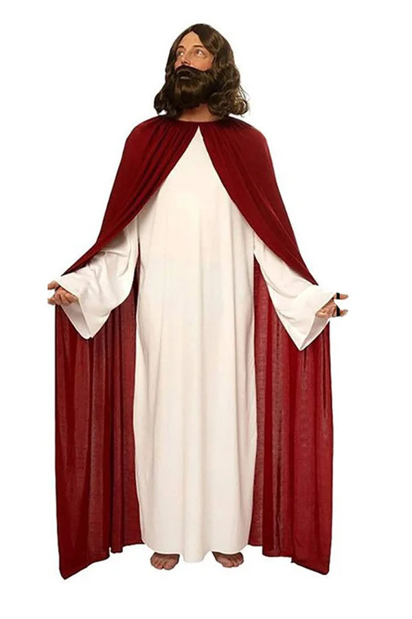 Halloween Cosplay Robe Christ Jesus Halloween Costume For Men White-elleschic
