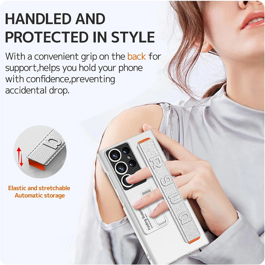 Suitable for S26 Ultra phone case, ultra-thin stand, elastic wrist strap, precision hole, shockproof protective case