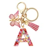 DIY Pink Tassel Ring Letter Butterfly Keychain