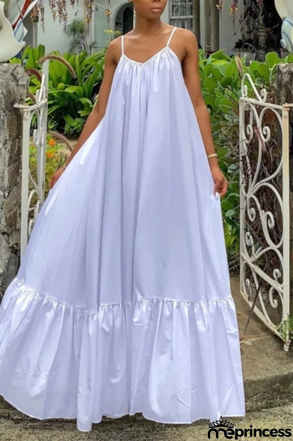 Light Purple Sexy Casual Solid Backless Spaghetti Strap Loose Sling Dress