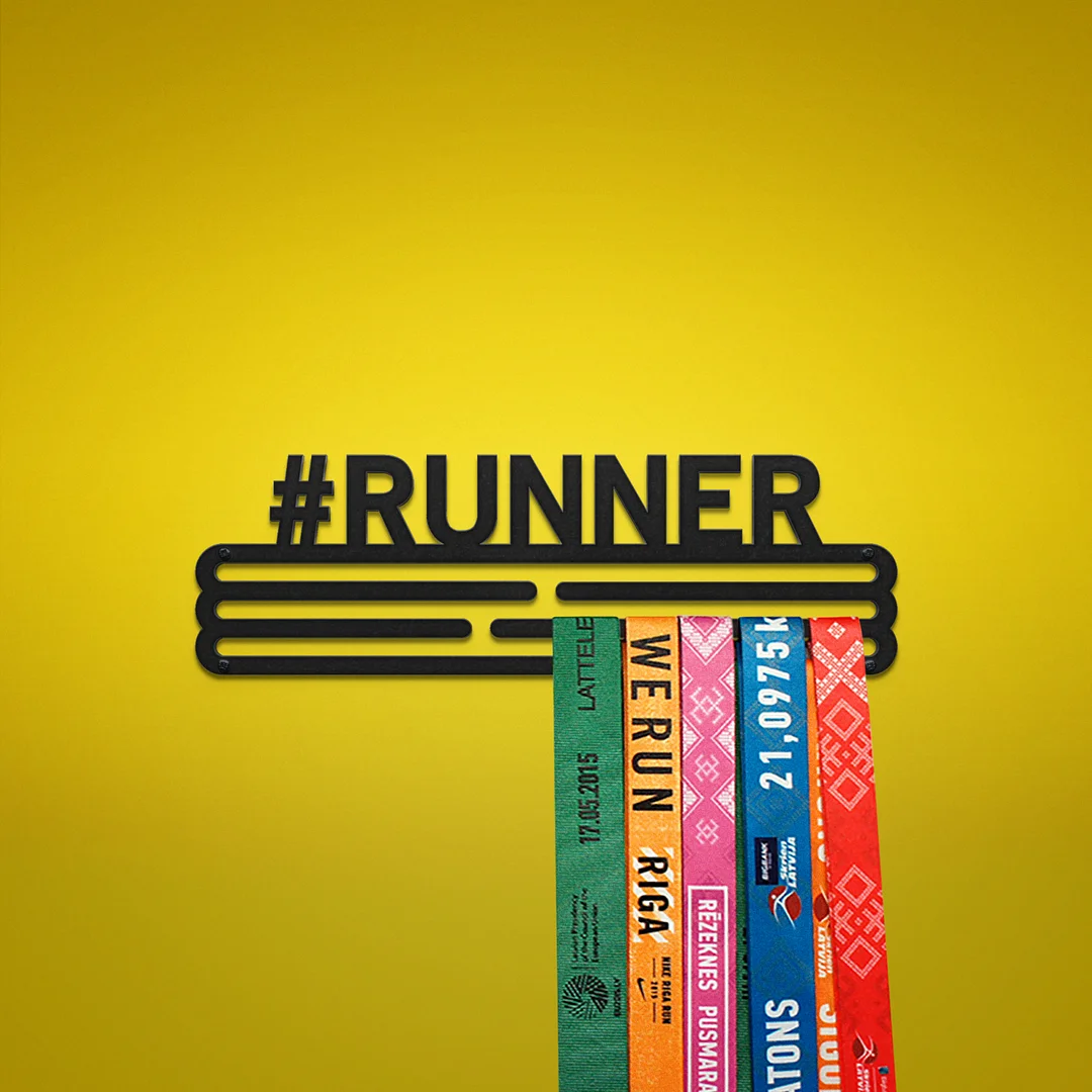 #RUNNER Medal Hanger Display – Powder coated (matte black) – Medium / 300mm / 30 Medals