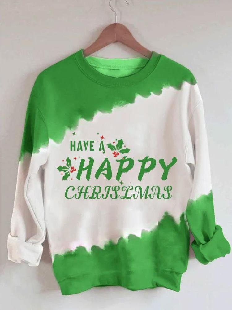 Women's Christmas Letter Print Long Sleeve Round Neck Sweatshirt