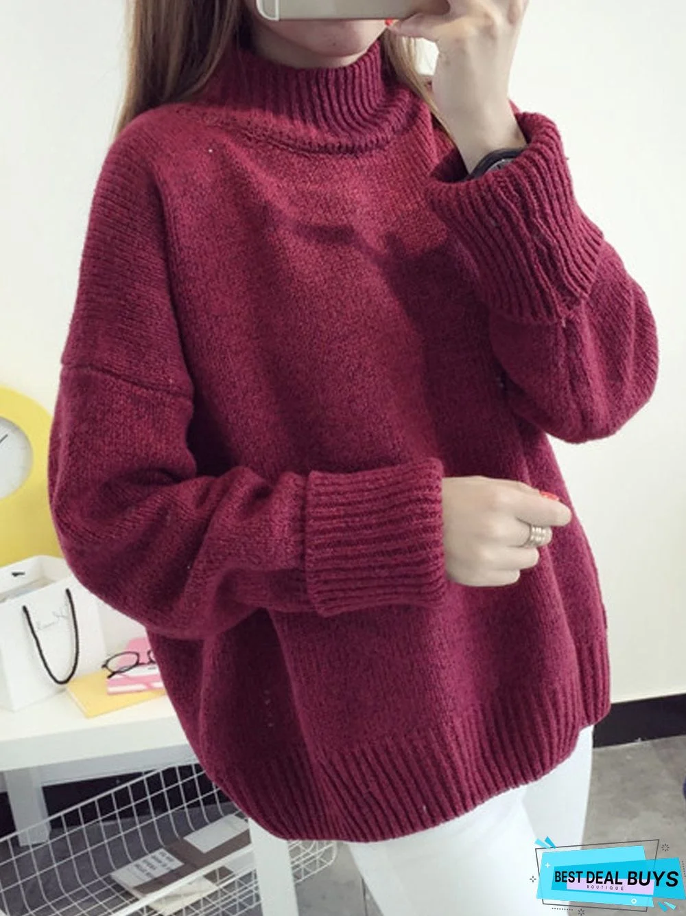 High Neck Pullover Female Loose Sweater