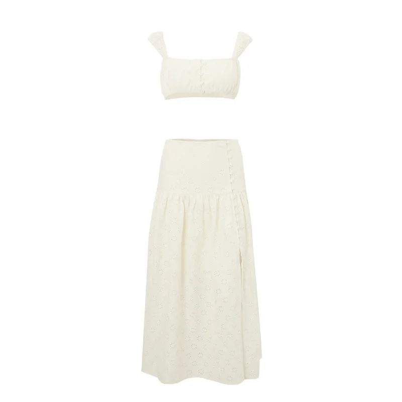 Uveng Uveng Summer New French Temperament Short Style Show Thin Waist Sling Top Beach Holiday Wind Skirt Suit