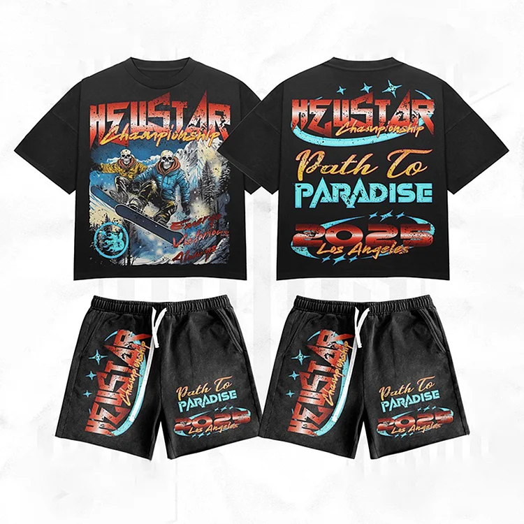 Hellstar Future World Skull Graphic T-shirt And Shorts Set