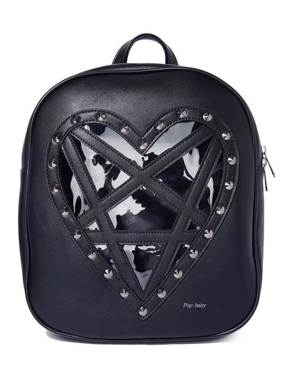 Steampunk Bag Black Rivet Backpack for Women Novameme