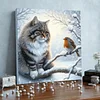 (Framed)Diamond Painting -DIY Round Drill Snow Cat with Frame(25x25cm)