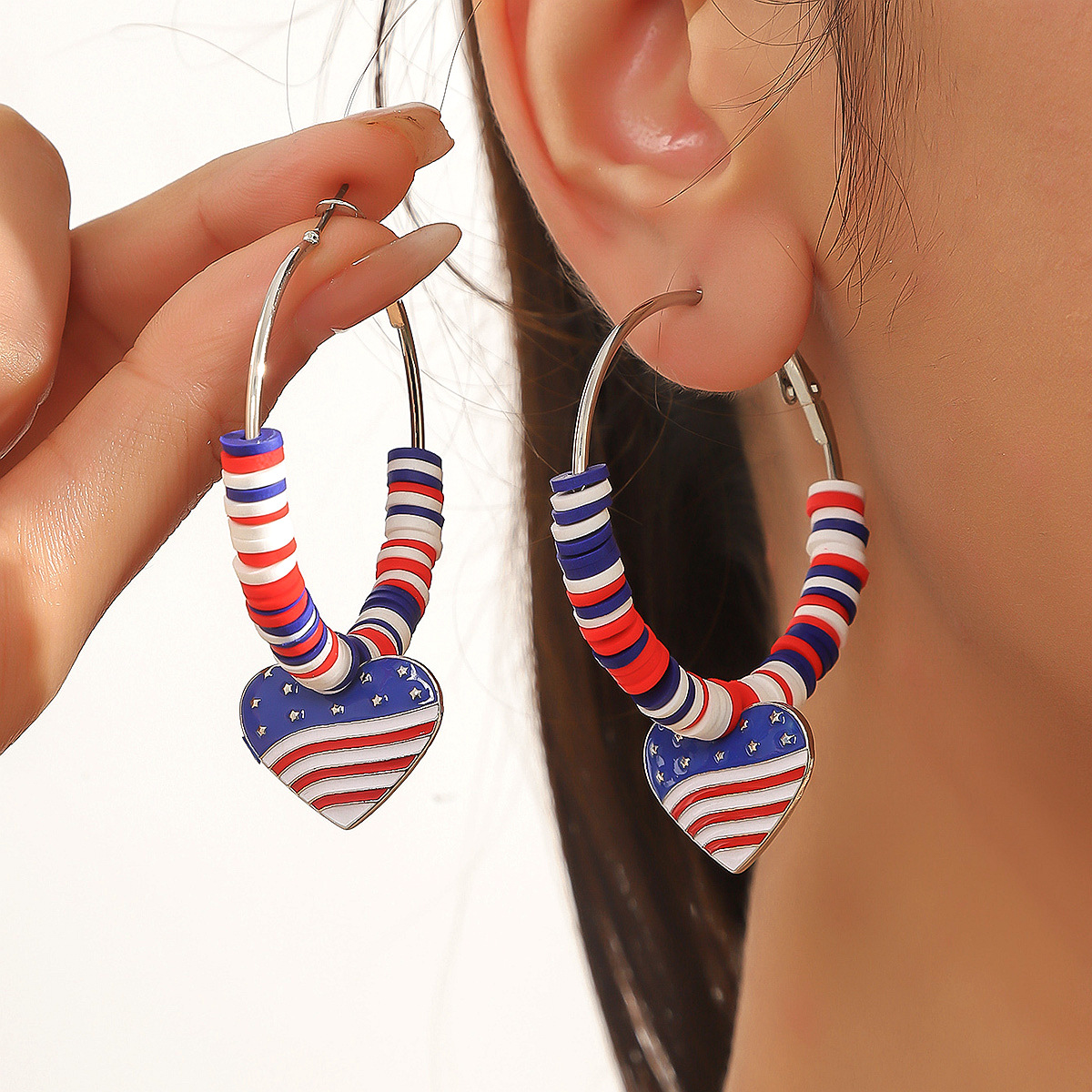 Independence Day Motif Stars And Stripes Dangle Earrings 2024 - Flycurvy 