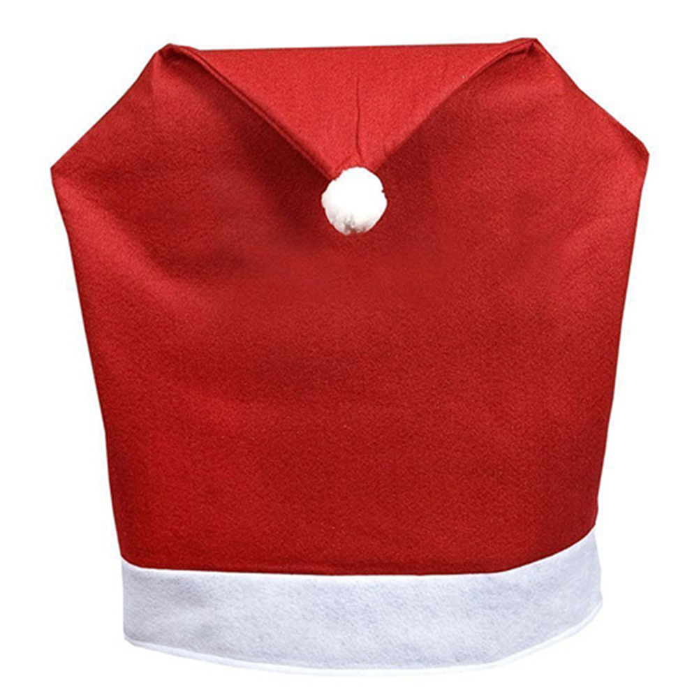 Xmas Santa Hat Chair Back Cover Home Party Dinner Table Art Decorative Case