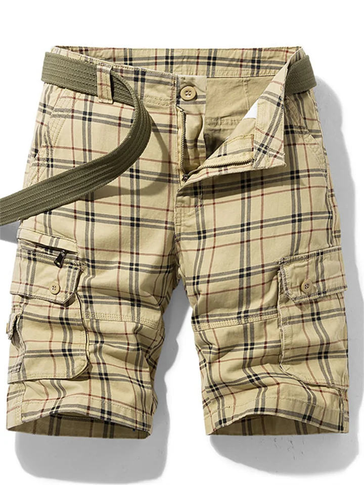 Fashion Plaid Printed Work Shorts Men's Summer New Casual Five-minute Pants