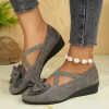📢 Last Day Promotion 70% Off 🌸 Women's Bowknot Wedge Shoes &ndash; Lightweight Slip-On Casual Flats | All-Season Comfort u0026 Stylish Design