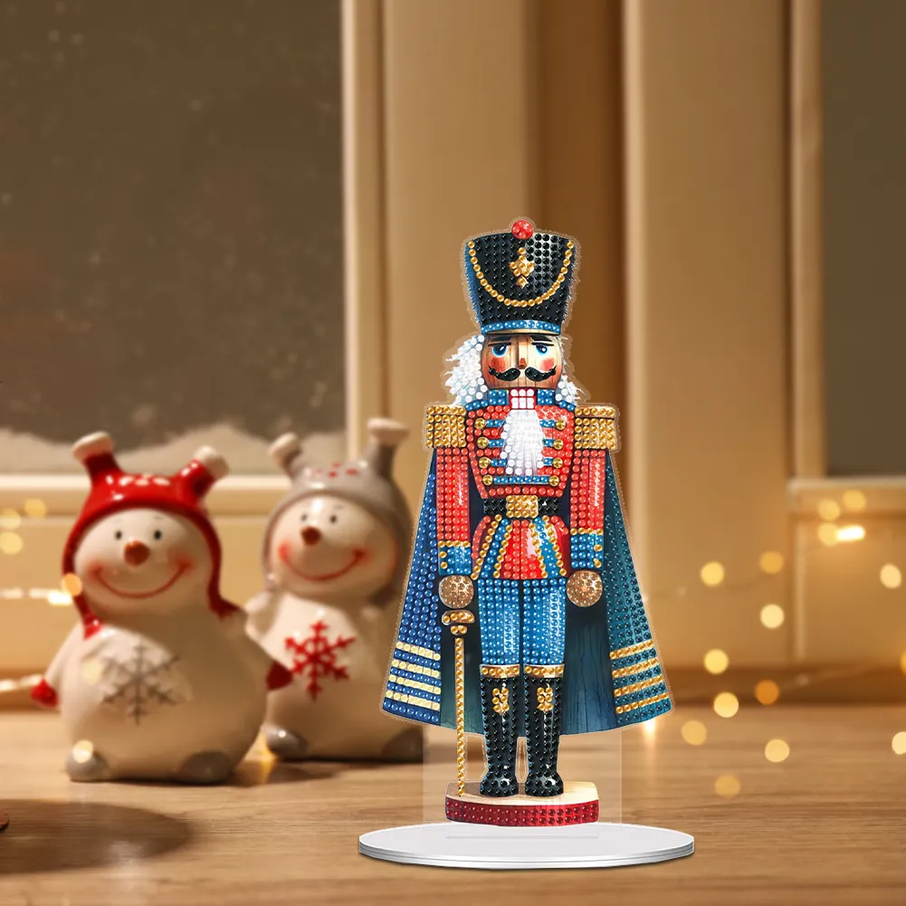 5D DIY Xmas Nutcracker Acrylic Special Shape Diamond Painting Desktop Decors