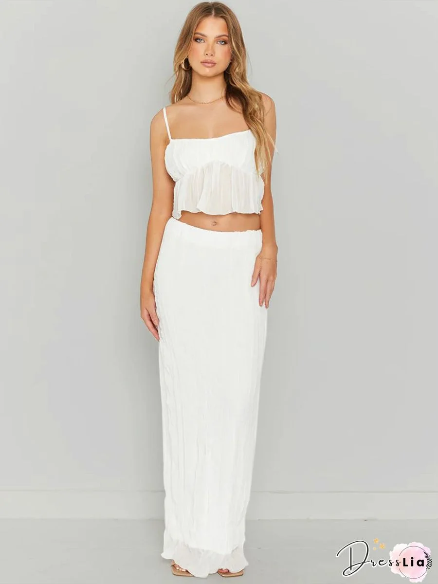 Bohemian Crop Top Dress Two Pieces Skirt High Waisted