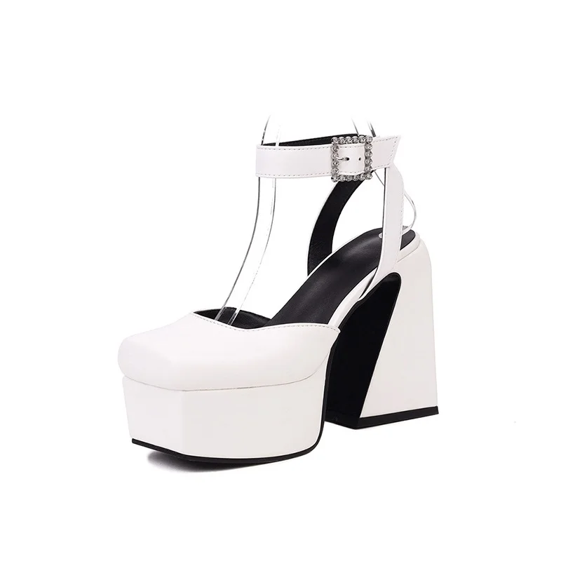 Qengg MCCKLE Summer Sandals Women Square Toe Platform High Heels Ladies Shoes Sexy Designer Party Wedding Female Sandal Woman Pumps