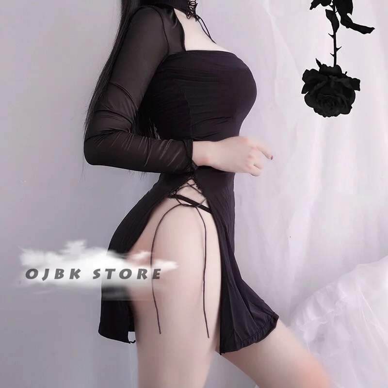 Billionm Nightdress Night Costumes Pyjamas Women Femme Pijamas Mujer Sexy Clothes Sleepwear Women Home Wear Open Chest Design Cheongsam