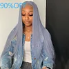 360 lace wig straight hair silver gray 100% human hair pre-drawn transparent lace