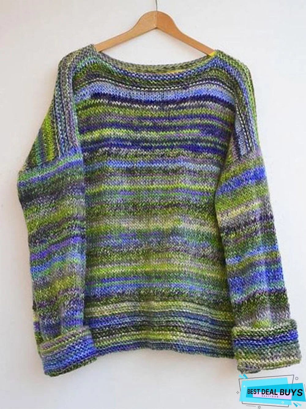 Long Sleeve Casual Shift Color-Block Sweater