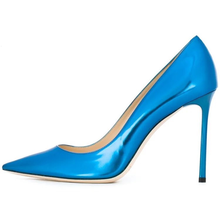 Women's Blue Dress Shoes Formal 4 Inch Stiletto Heel Pumps |FSJ Shoes