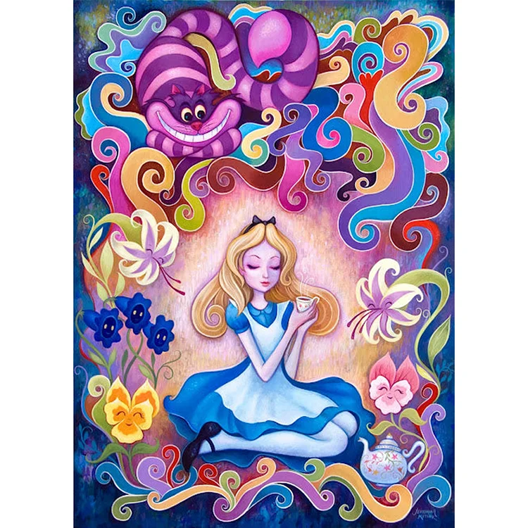 11CT 3 Strands Threads Printed Cross Stitch Kit - Disney Alice In