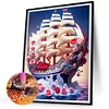 Diamond Painting -DIY Round Drill Red Rose Ship