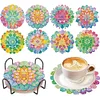 Ein Set (8 Stück) hölzernes Mandala - 5d DIY Craft Untersetzer