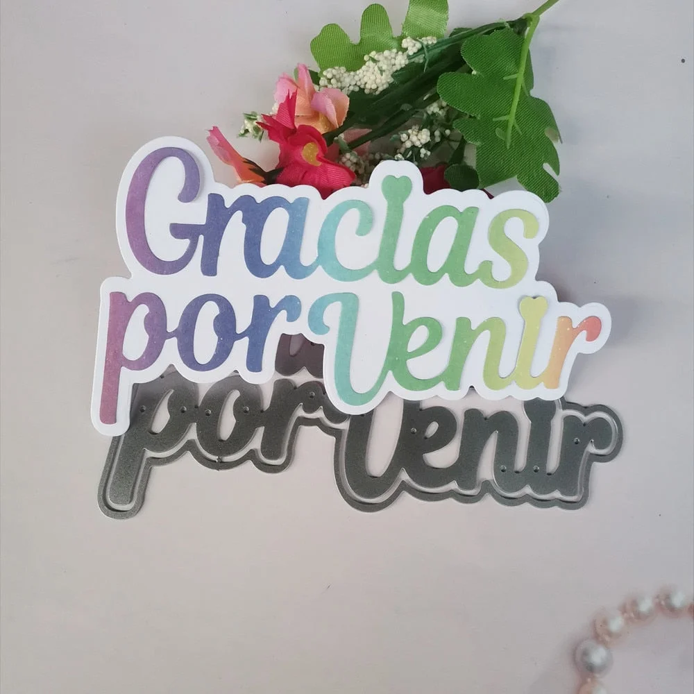 New Spainish Words Metal Cut Dies Template for Embossing Stencils DIY Paper Album Gift Cards Making Scrapbooking Dies 2022