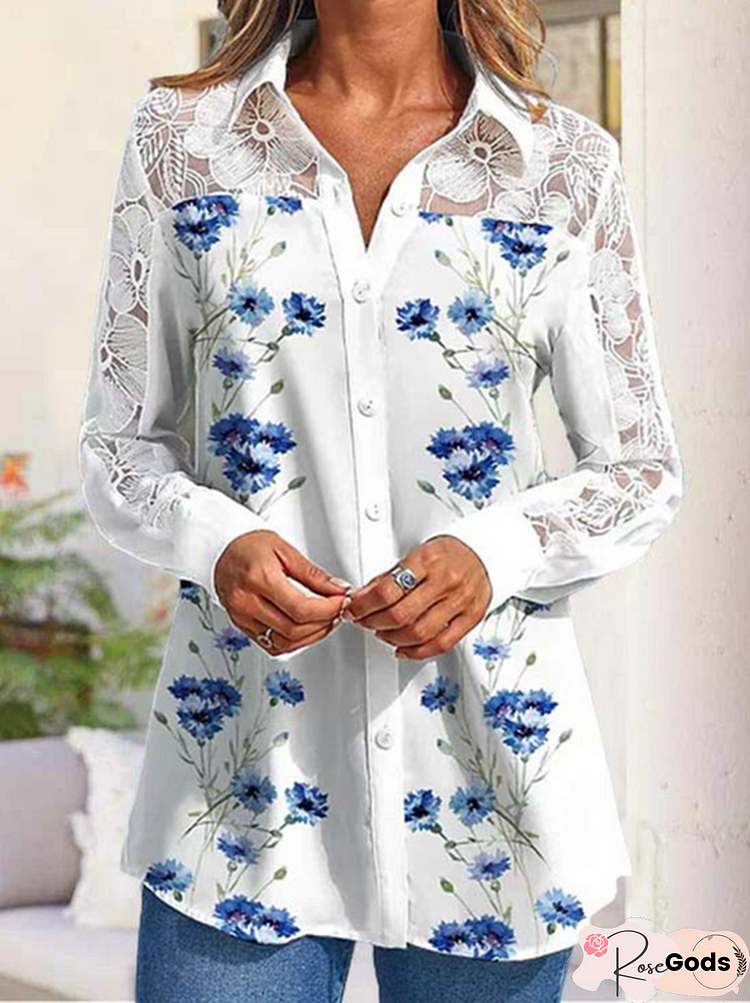 Floral Casual Lace Blouse