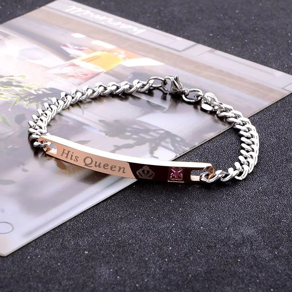 Intimate His Queen And Her King Personalized Couple Bracelet