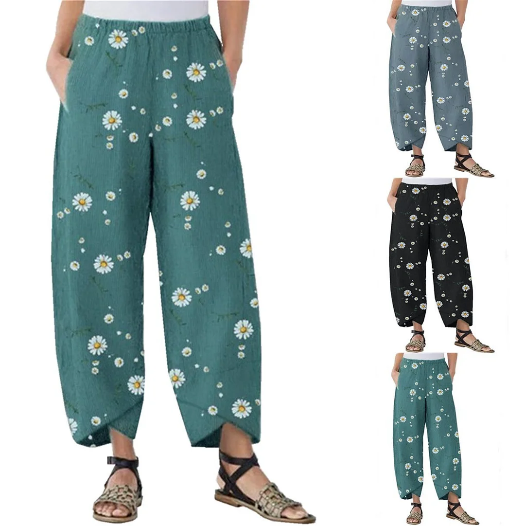 Women's loose casual printed trousers