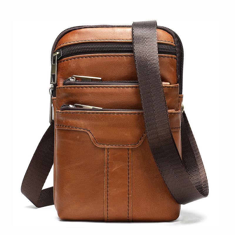 Vintage Multipurpose Leather Fanny Bags With Positions