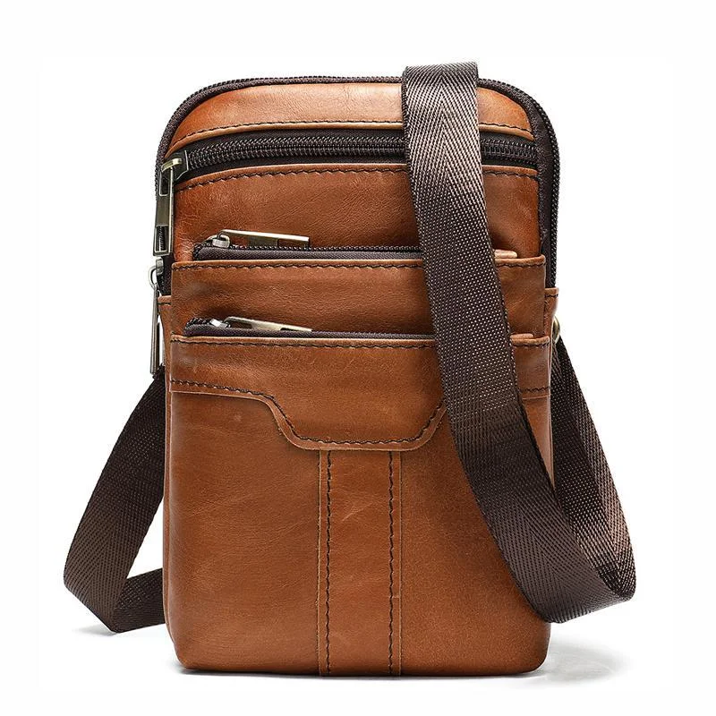 Vintage Multipurpose Leather Fanny Bags With Positions