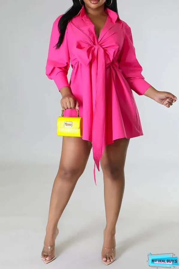 Modern Tie Front Shirt Dress