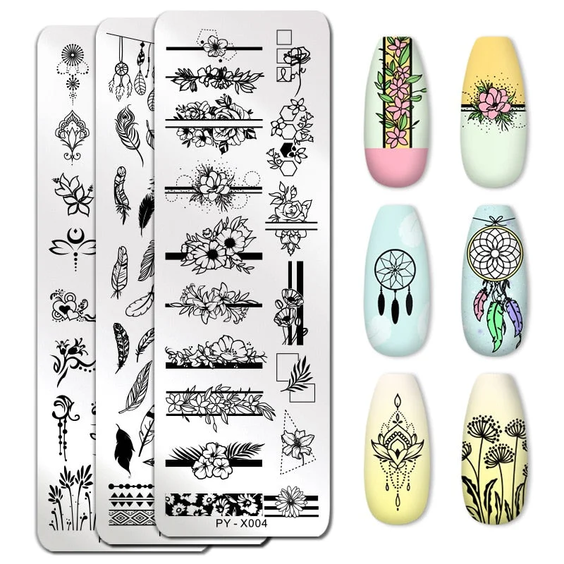 PICT YOU Flower Leaf Geometry Nail Stamping Plate Stainless Steel Nail Image Plate Stencil Tools DIY Printing Stamp Template-Nail Inspo