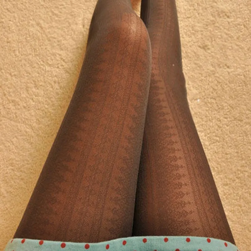 Tights Women Lolita Retro Lace Slim Printing Body Shaped Ladies Elegant Womens Harajuku Lingerie Seamless Pantyhose Elasticity