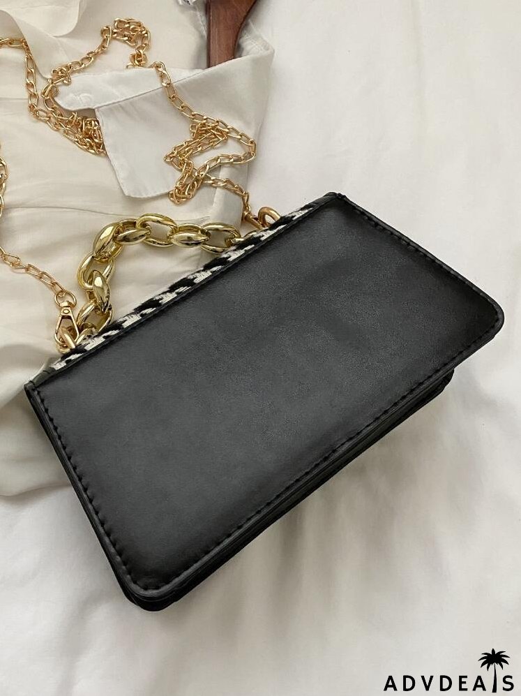 Houndstooth Pattern Satchel Bag