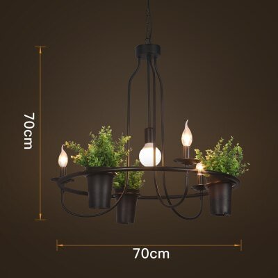 Vintage lamp Plant Flowerpot 4/7 Head Iron Pendant Lamp Art E14 Light Creative Restaurant Cafe Bar Personalized Pendant Lamp