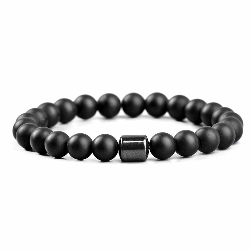 Natural Stone Beaded Bracelet Europe And America Hot Selling Men’s Volcanic Stone Magnetic Black Gallstone Beaded Bracelet