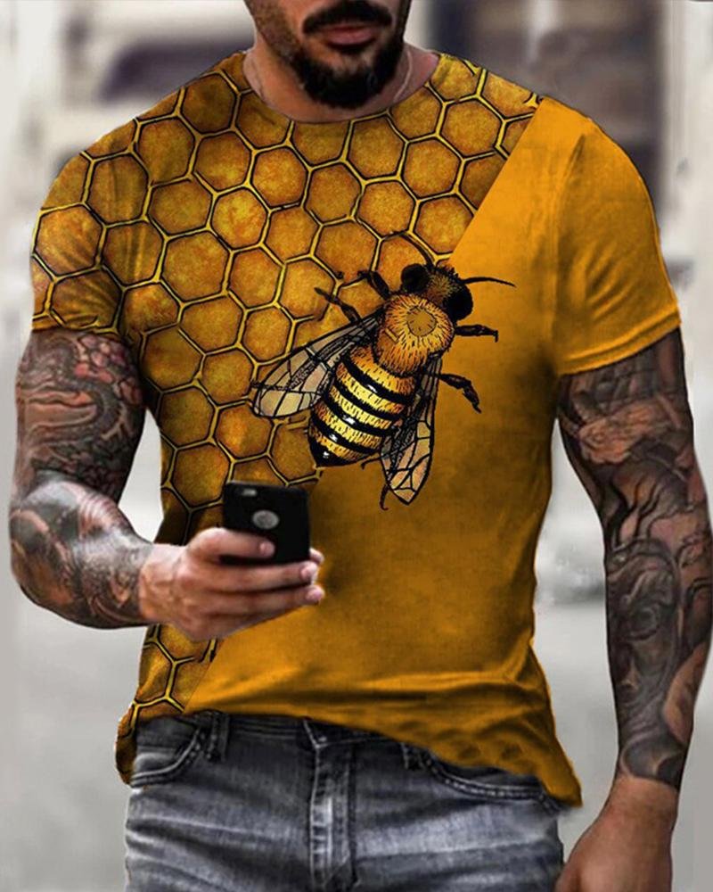 Street Yellow Bee Short Sleeve Men's T-shirt