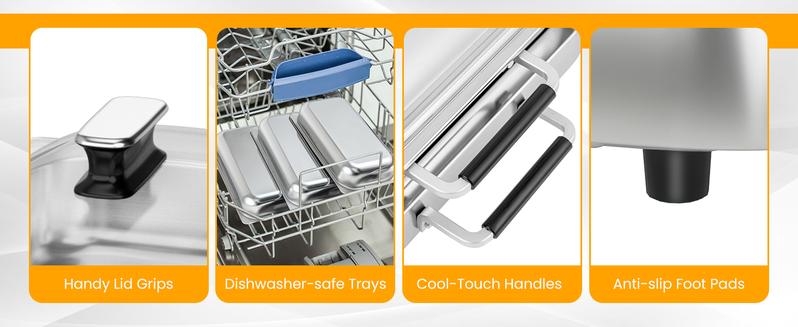 Product Introduction of COSTWAY Buffet Servers and Warmers, 2 in 1 Electric Warming Tray, 450W Stainless Steel Chafing Dish with Temperature Control, 3 Serving Trays, 8 Qt Food Warmers Station for Parties Banquets Events-Deals for You Days 6