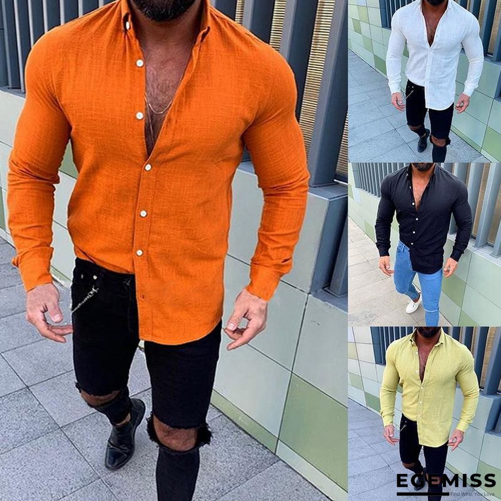 Men Fashion Long Sleeve Solid Button Shirts | EGEMISS