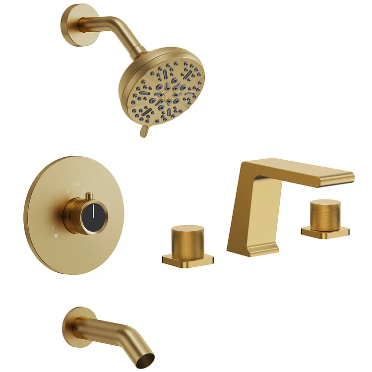 EVERSTEIN 2 in 1 shower faucets with bathroom widespread sink faucets combination ES-1102-1008-GD