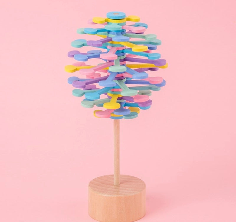 Wooden Color Rotating Lollipop Young Children Early Education Cognitive Creative Toys