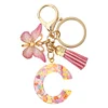 DIY Pink Tassel Ring Letter Butterfly Keychain
