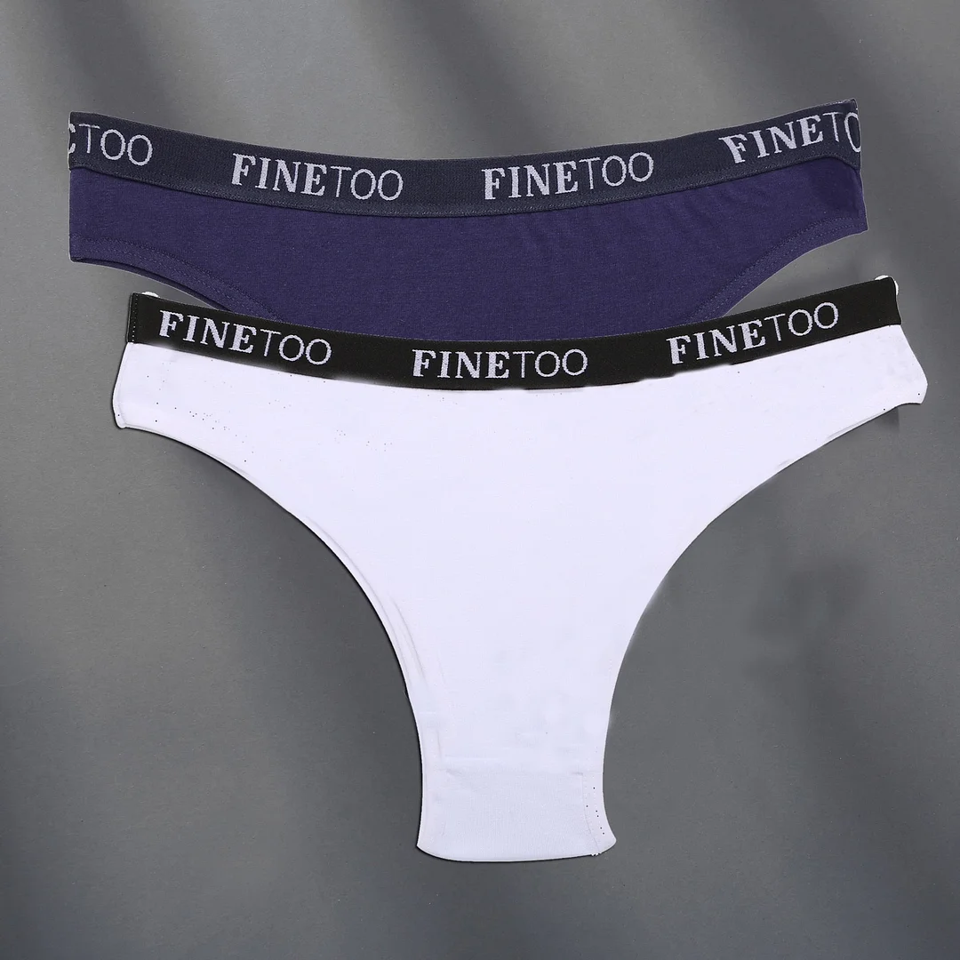 FINETOO 2PCS/Set Cotton Women Sexy Panties Letter Waisted Woman Underwear Fashion Underpant M-XL Female Girls Briefs Lingerie