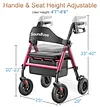 soundfuse Rollator Walkers for Seniors with Seat, Foldable Lightweight Rolling Walker with 8" Big PU Wheels, Ergonomic Seat, Dual Height Adjustment