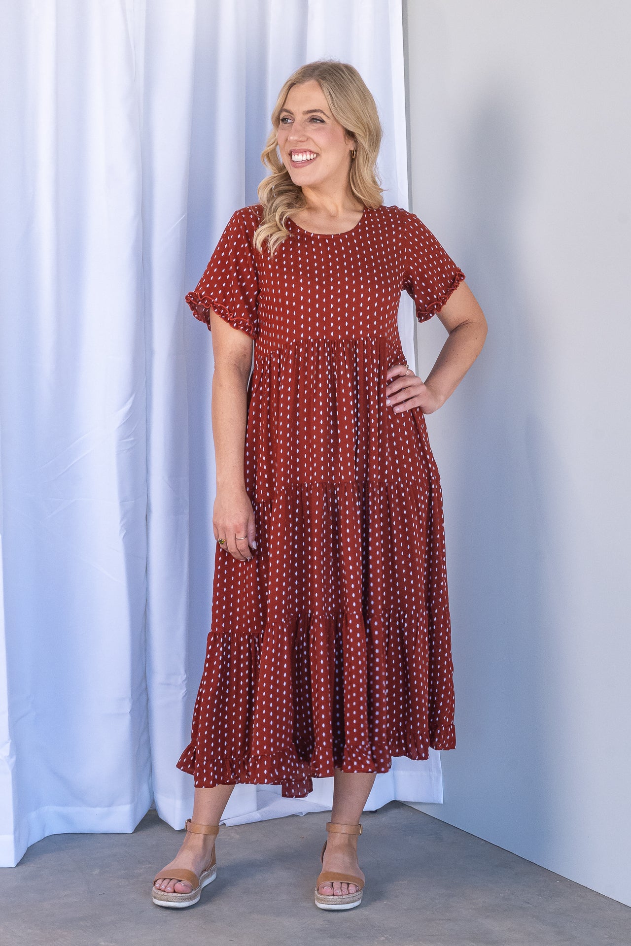 Jensen Midi Dress in Rust