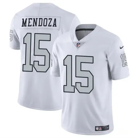 Youth Las Vegas Raiders #15 Fernando Mendoza White 2026 Draft Color Rush Vapor Untouchable Limited Stitched Football Jersey