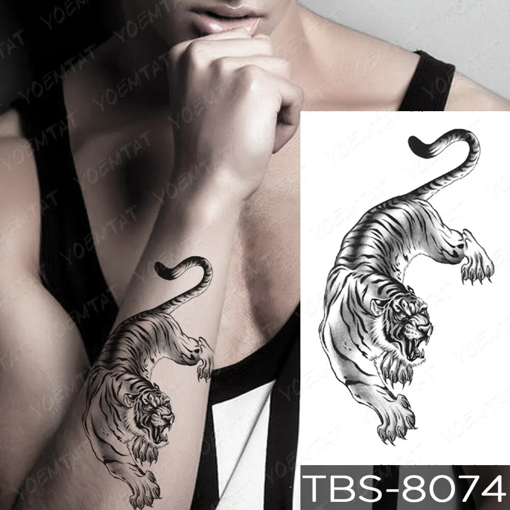 Sdrawing Temporary Tattoo Sticker Yin Yang Dragon Feather Wings Flash Tattoos Wolf Totem Body Art Arm Fake Tatoo Men