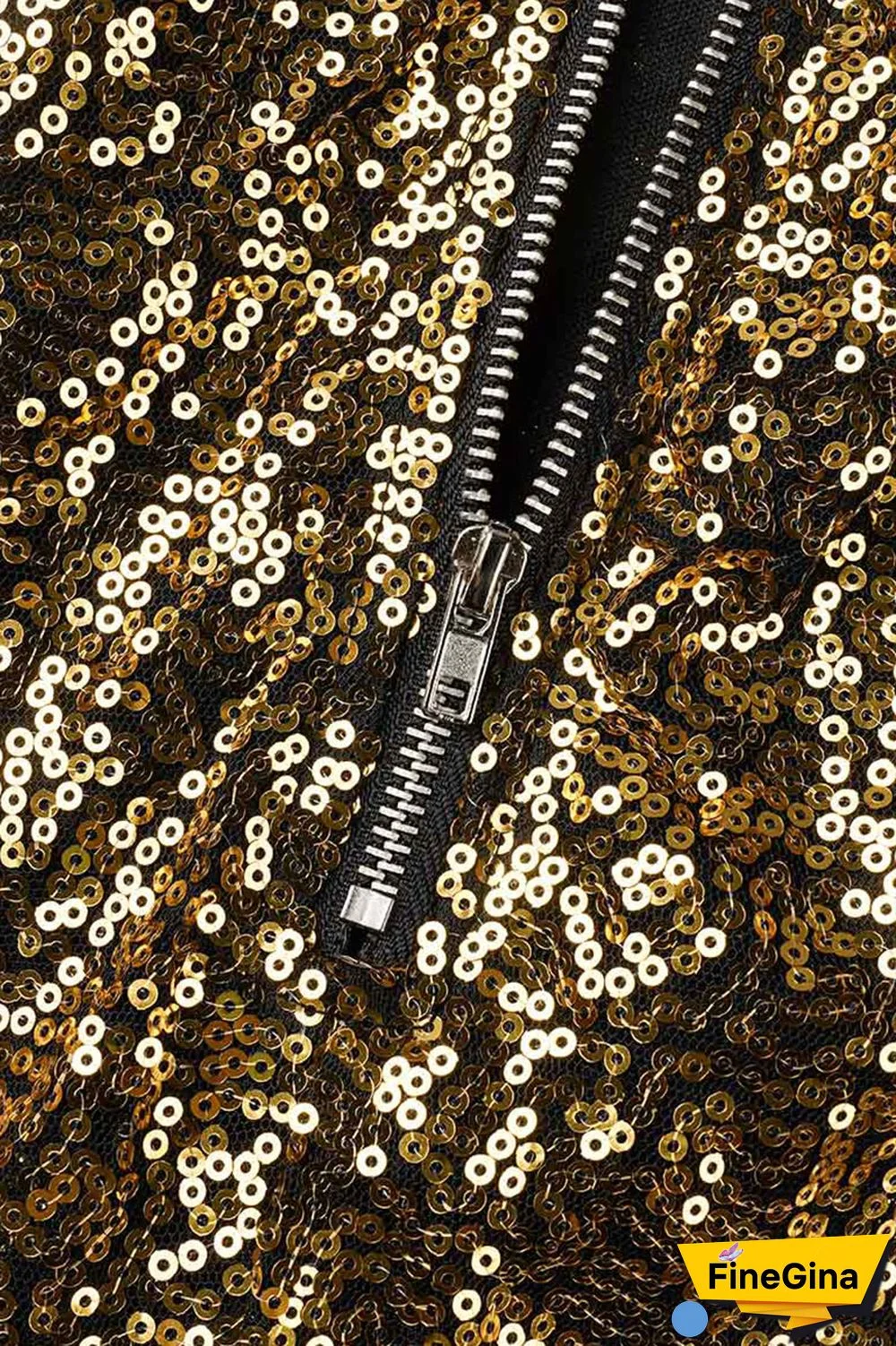 Champagne Sexy Solid Sequins Patchwork O Neck Long Sleeve Two Pieces