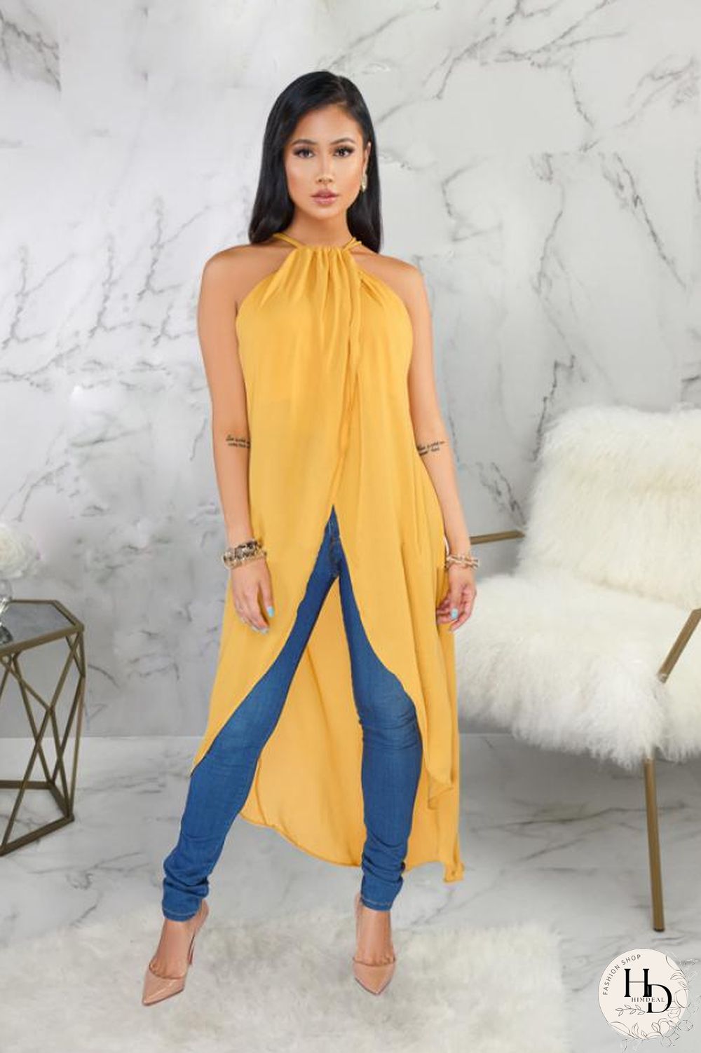 Red Polyester Sexy Fashion Tank Sleeveless O neck Asymmetrical Ankle-Length Patchwork Solid asymmetrical